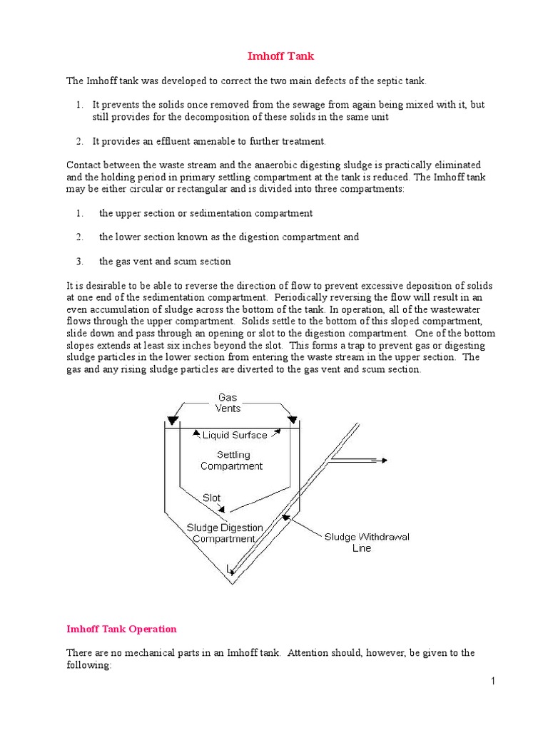 Imhoff Tank: Design and Operation | PDF | Sewage Treatment | Septic Tank