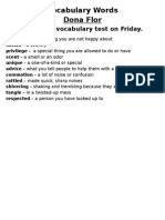Vocabulary Words Dona Flor: We Will Have A Vocabulary Test On Friday