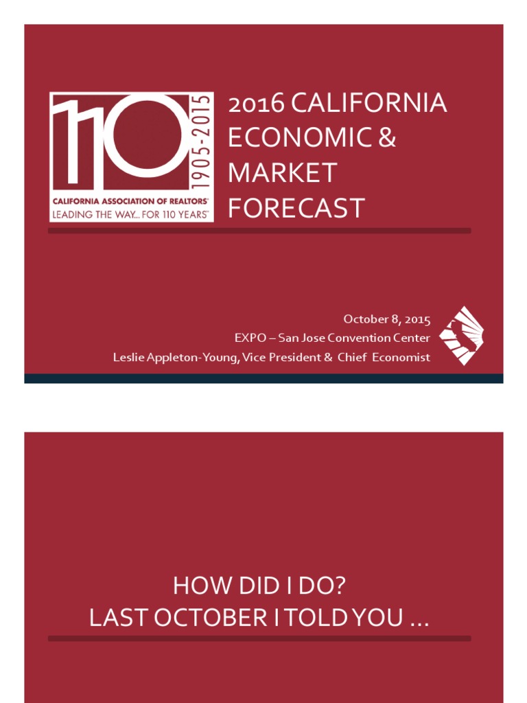 2016 California Economic & Market Forecast | PDF | Real Estate Broker ...