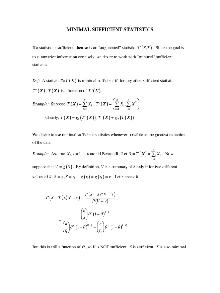 Finding Minimal Sufficient Statistics | PDF | Statistical Theory ...