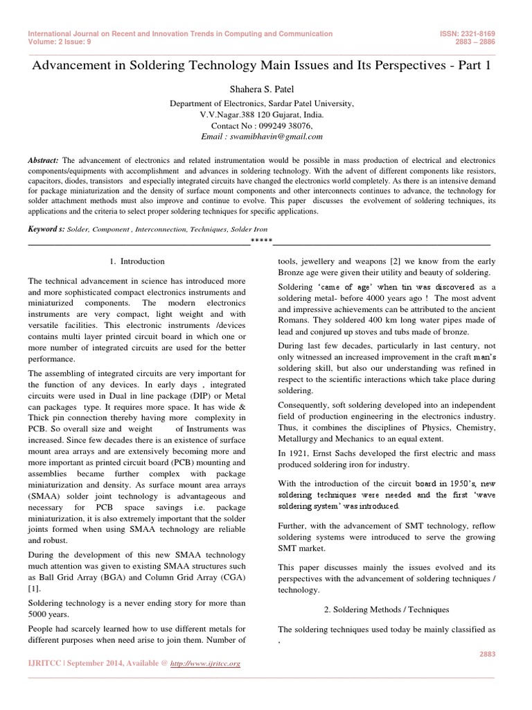 Advancement in Soldering Technology Main Issues and Its Perspectives Part 1  | Solder | Soldering