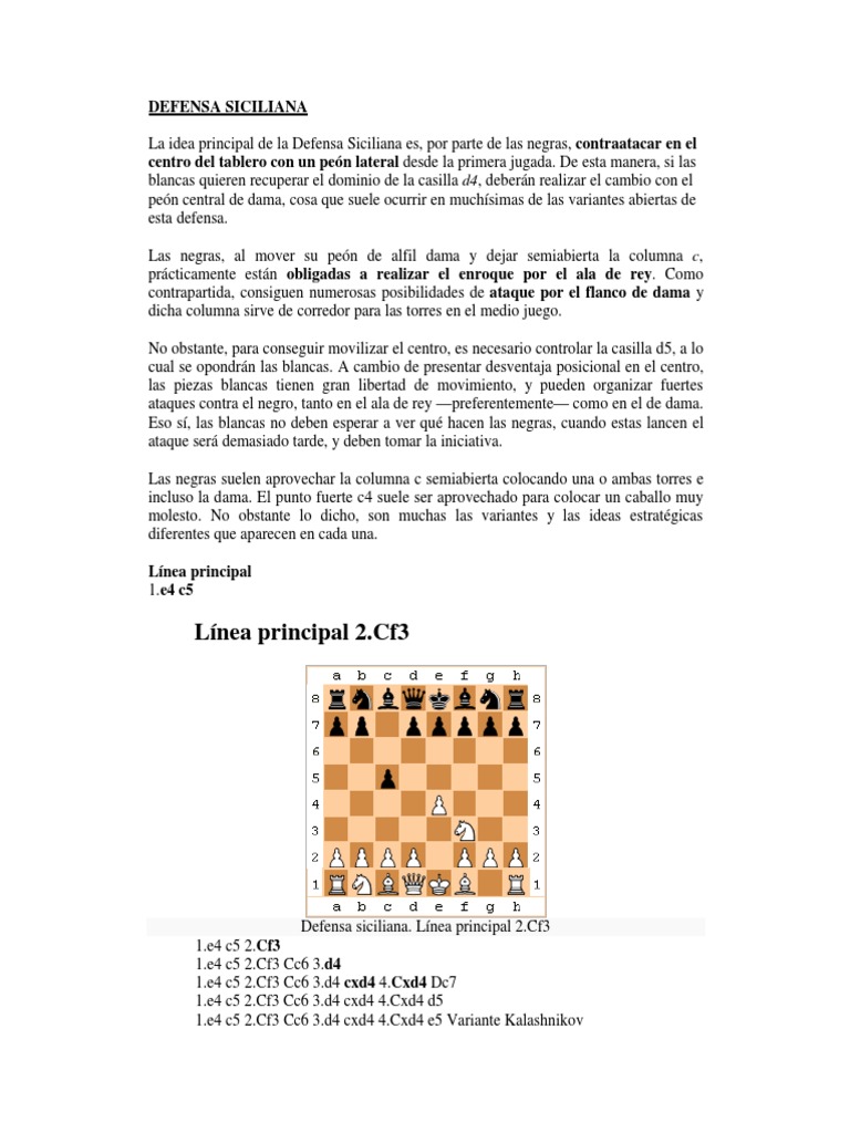 Variantes de la Defensa Siciliana | PDF | Juegos de mesa tradicionales ...
