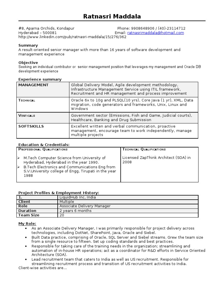Senior Manager in Software Development | PDF | Oracle Database | Itil