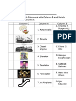 Quiz 1 matching inventions inventors