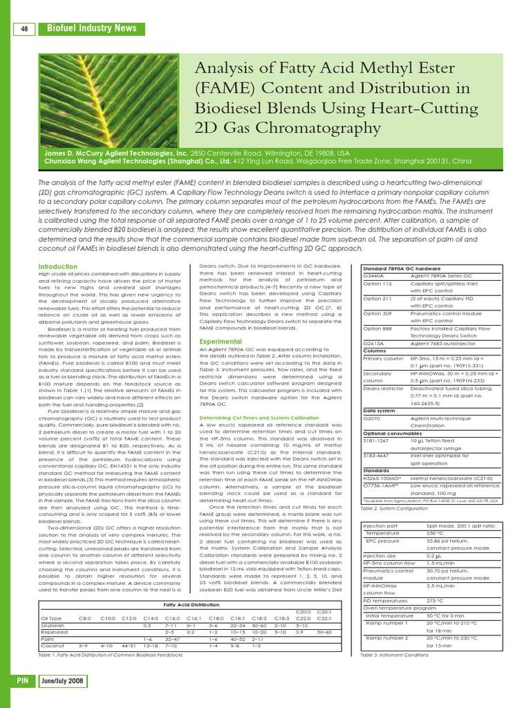 HP-5MS Column Analysis | PDF | Biodiesel | Gas Chromatography
