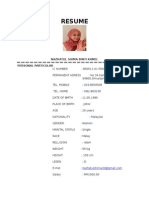 Resume: Nazhatul Shima Binti Kamel Personal Particular