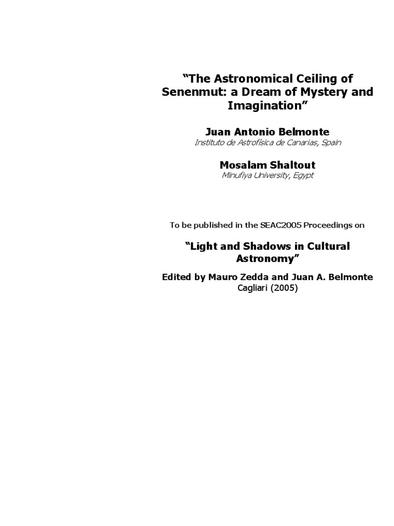 The Astronomical Ceiling of Senenmut A D | PDF | Constellation | Planets