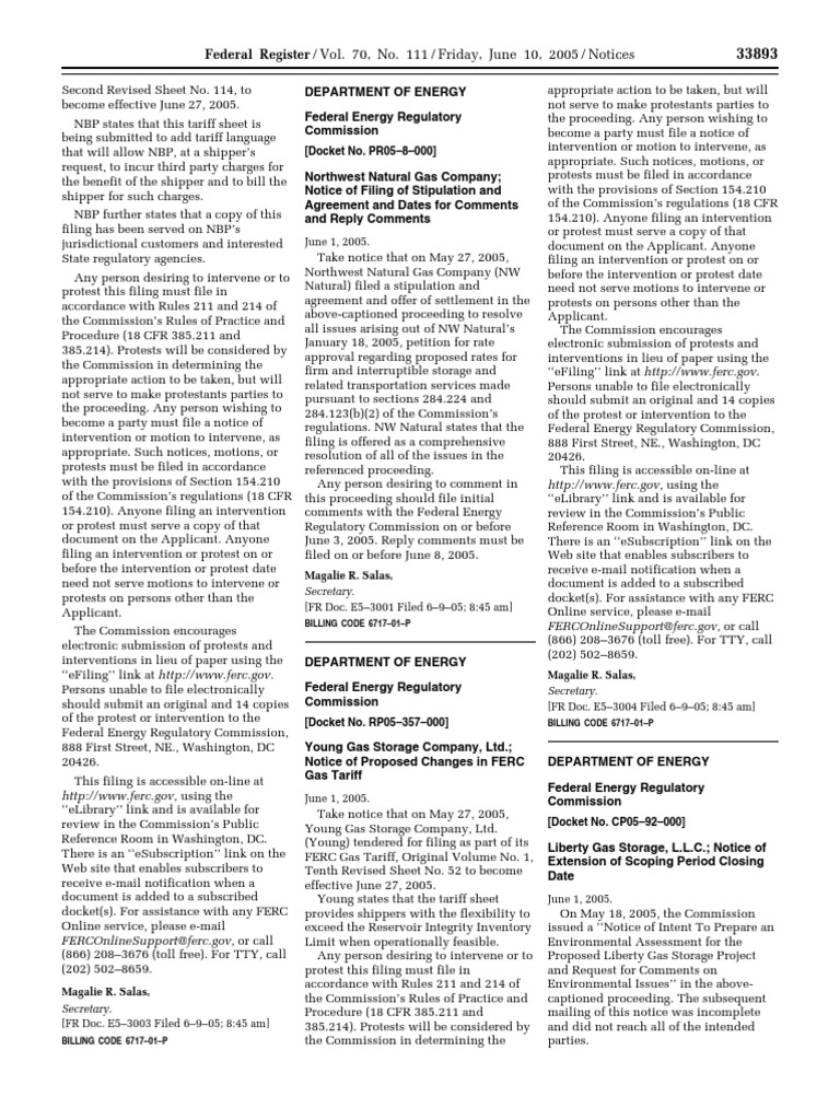 Notice: Environmental Statements Notice of Intent: Liberty Gas Storage ...