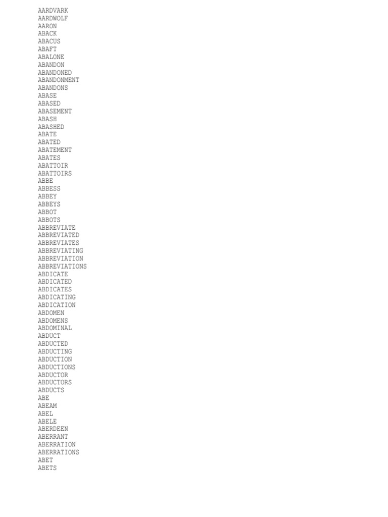 Dictionary Words Nature