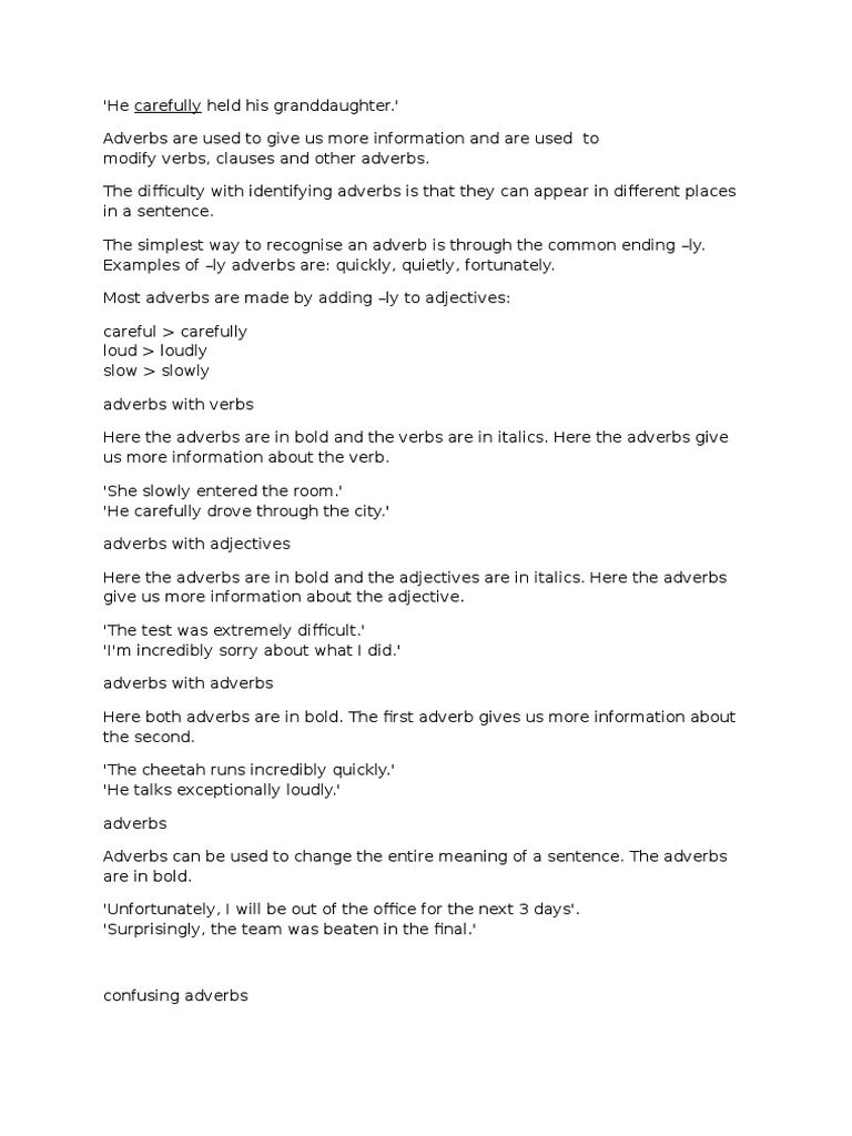 Worksheet Identifying Adverbs adverbs docx adverb adjective