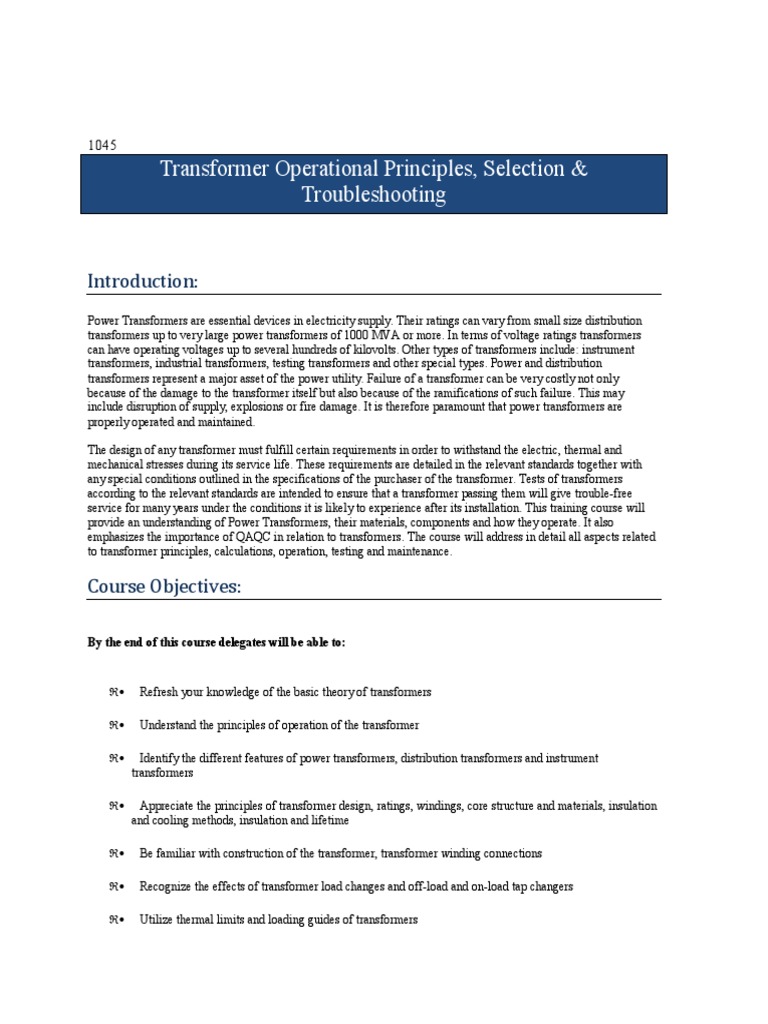 Principles of Power Transformer | PDF | Transformer | Power Engineering