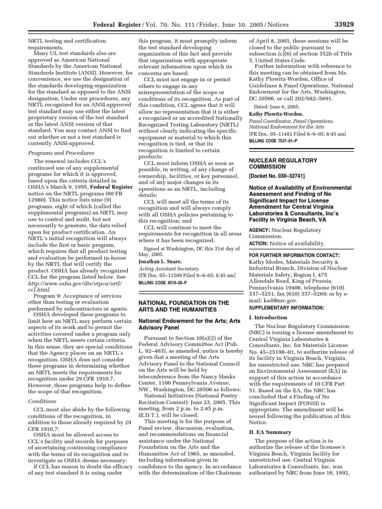 NRTL Certification and Compliance Overview | PDF | Nuclear Regulatory ...