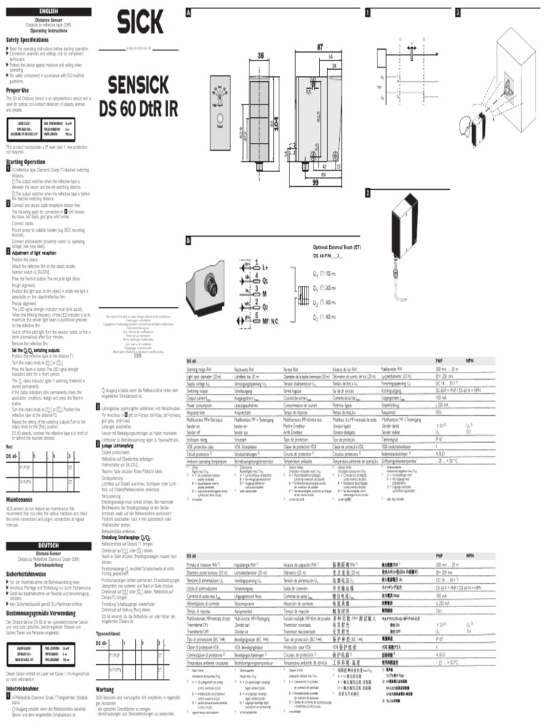 DS 60 Distance Sensor Manual | PDF | Waves | Light