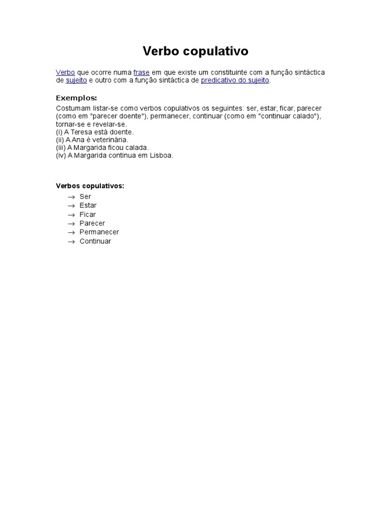 Verbo Copulativo | PDF