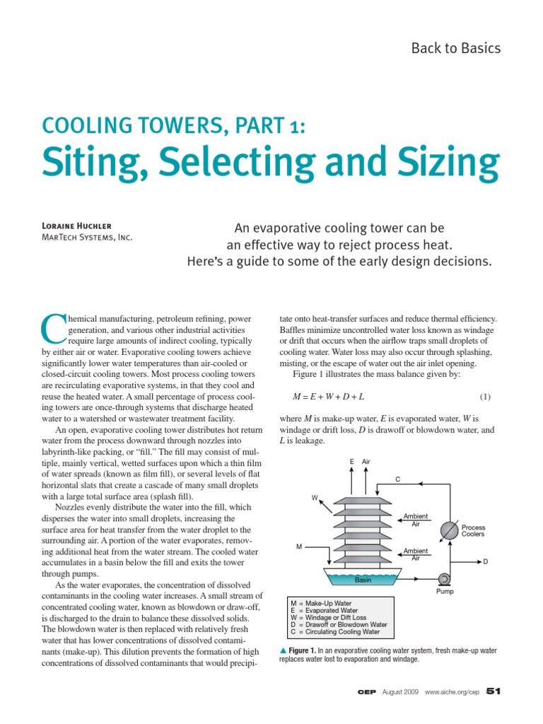 Siting, Selecting and Sizing Evaporative Cooling Towers A Guide to the