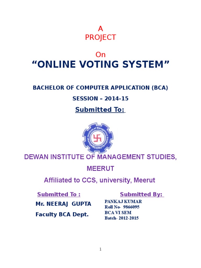 "Online Voting System": A Project On | Download Free PDF | Voting ...