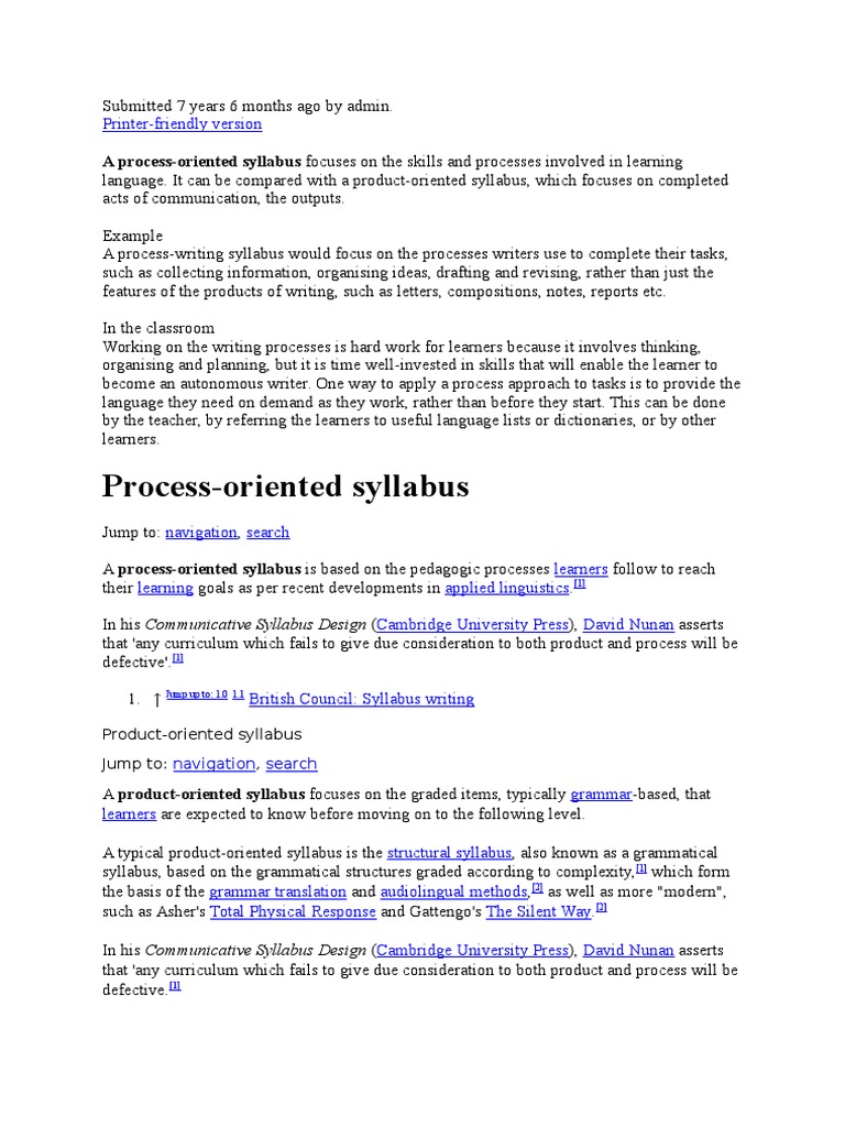 Process-Oriented Syllabus Overview | PDF | Career & Growth | Art