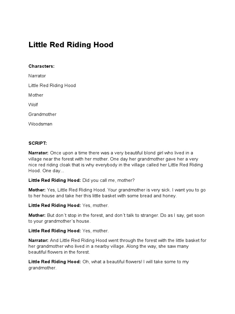 Drama Script Little Red Riding Hood Little Red Riding Hood