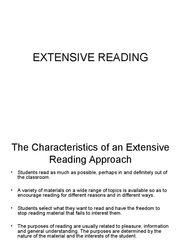 Extensive Reading | PDF | Reading (Process) | Vocabulary