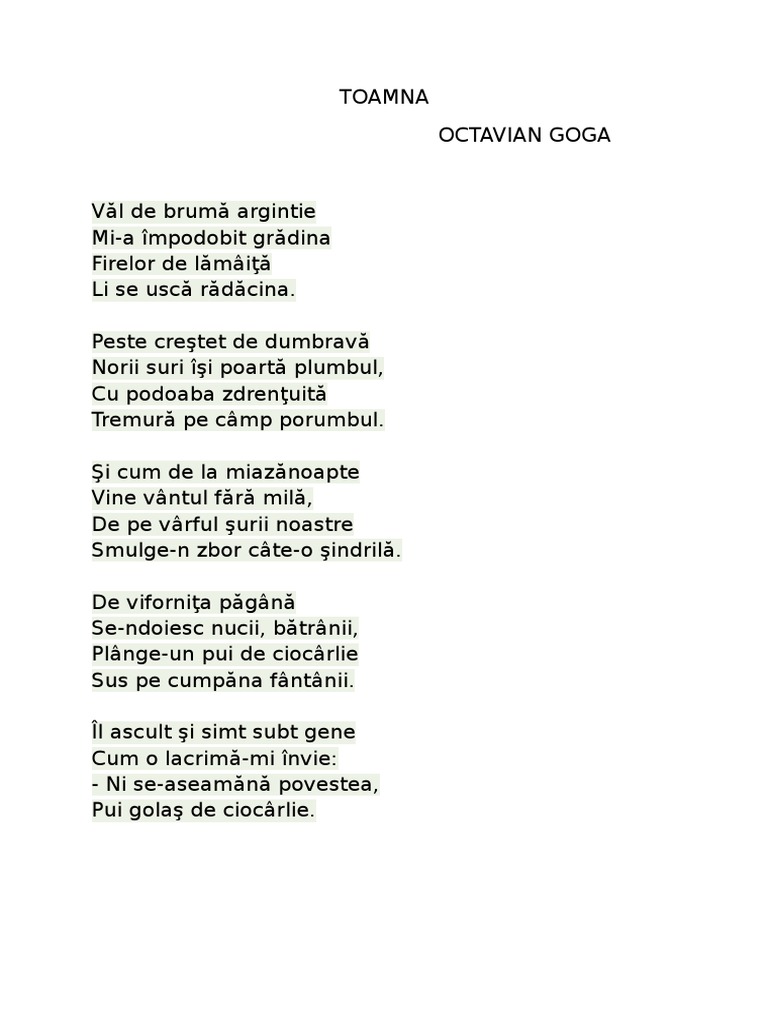 Toamna De Octavian Goga Toamna, de Octavian Goga