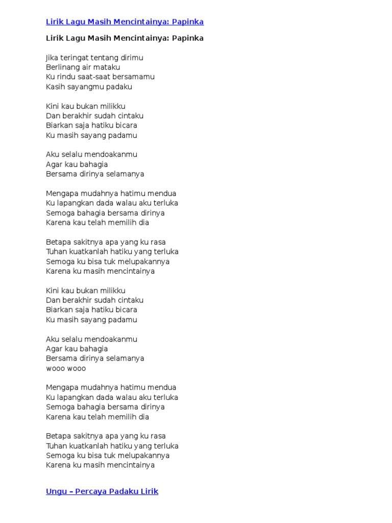 Lirik Lagu Masih Mencintainya Pdf