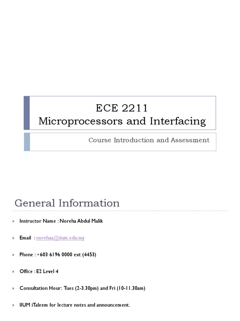 ECE 2211 Microprocessors Course Details | PDF