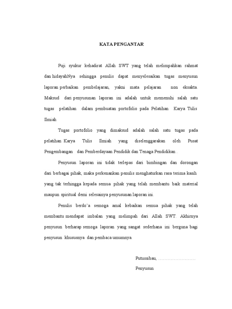 Contoh Kata Pengantar Untuk Laporan Pkp Seputar Laporan