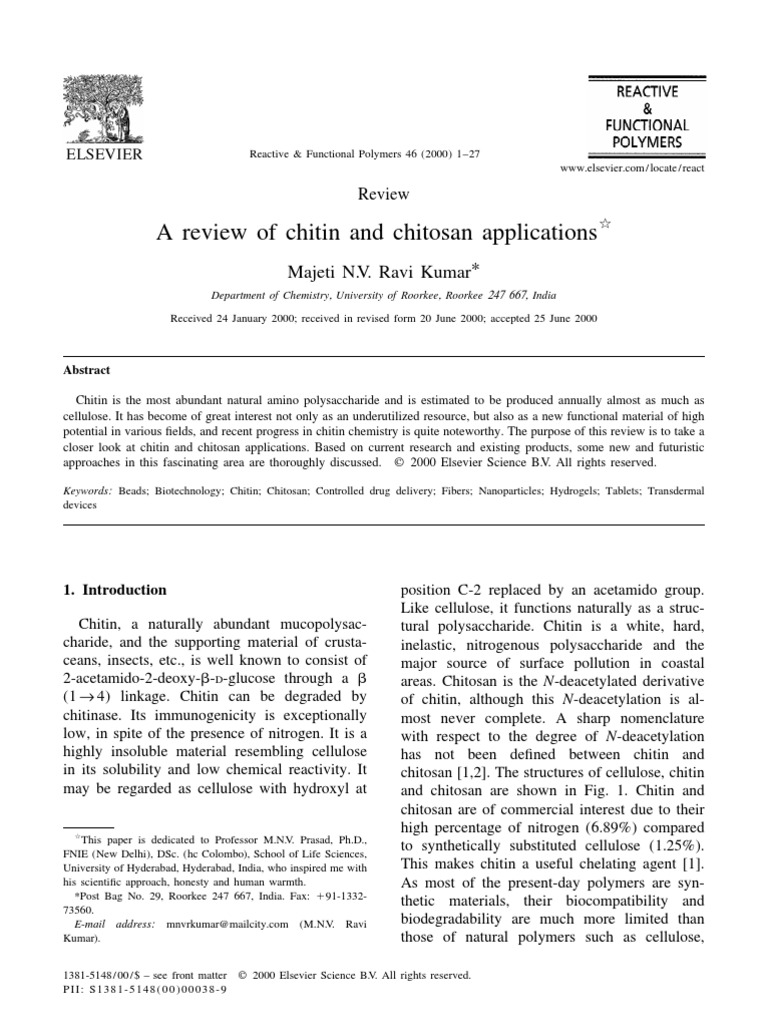Chitin and Chitosan Applications Review | PDF | Polysaccharide | Solubility