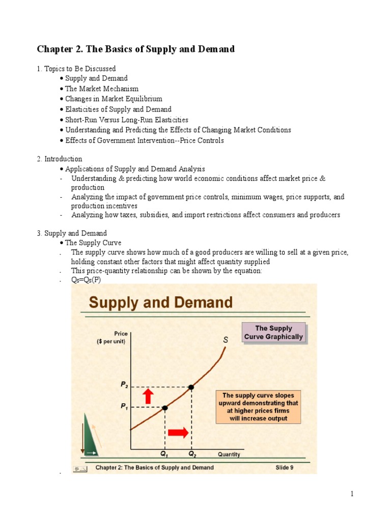 Chapter 2. The Basics of Supply and Demand Supply (Economics