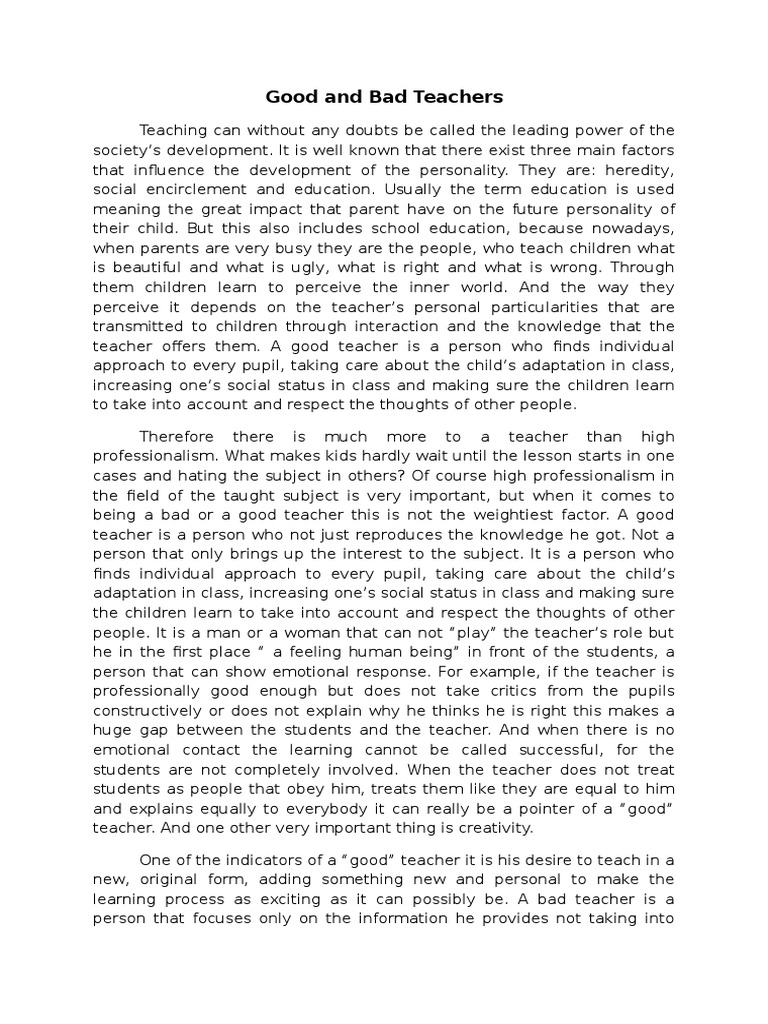 teacher good or bad essay