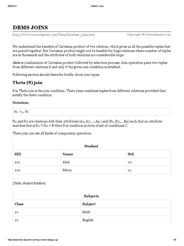 Dbms Joins | PDF | Computer Data | Software
