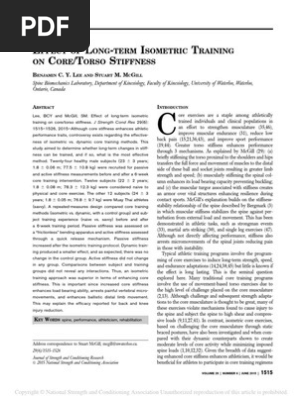 Effect of Long-term Isometric Training