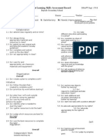 Student Learning Skills Assessment Record: This Sheet Will Be Handed in and Will Become Part of Your Portfolio