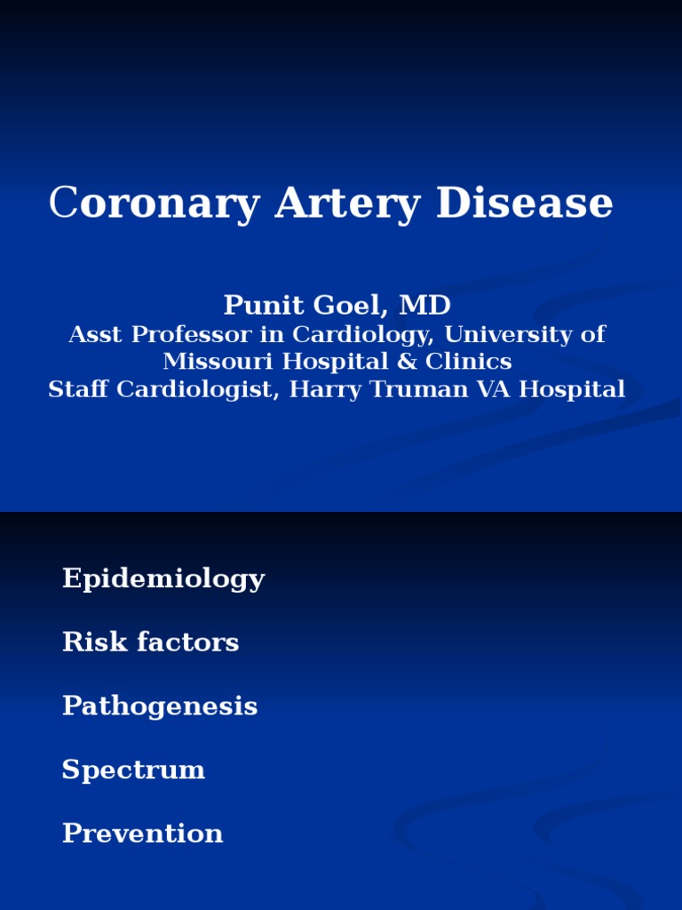 Coronary Artery Disease Overview | PDF | Atherosclerosis | Myocardial ...