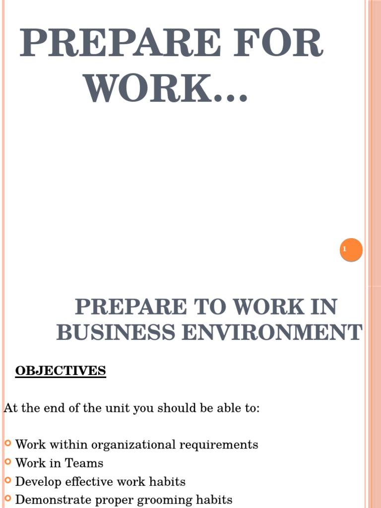 Business Environment Work Preparation Guide | PDF | Confidentiality ...