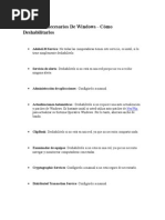 Servicios Innecesarios de Windows