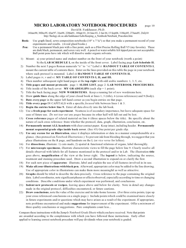 10 Notebook Procedure - Micro.july10 | Download Free PDF | Experiment ...