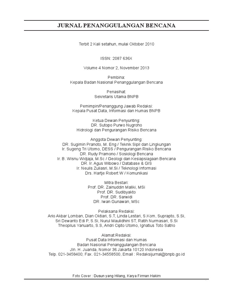 Kumpulan Jurnal Penanggulangan Bencana