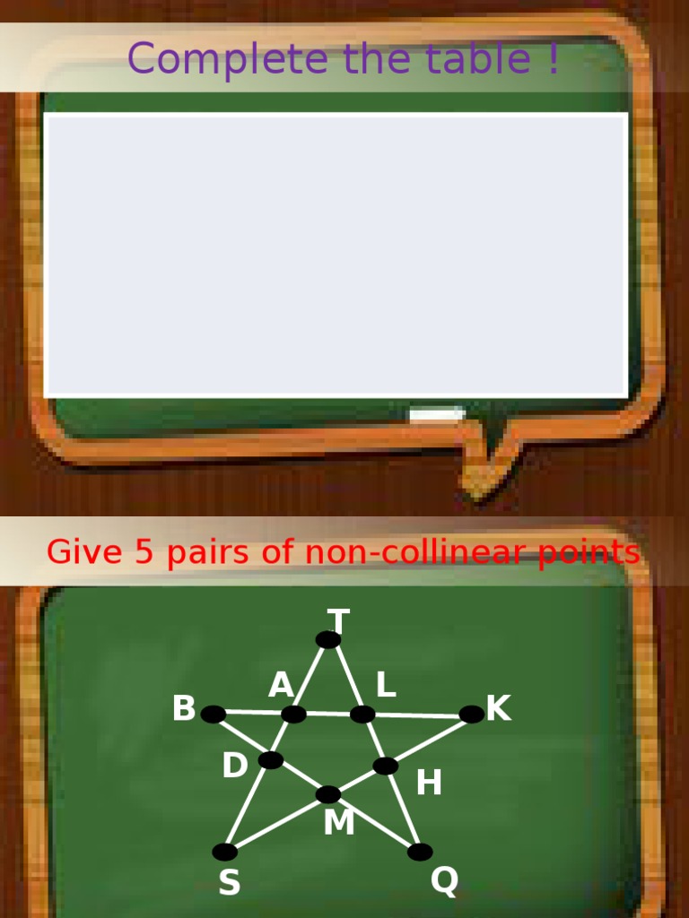 Complete The Table !: Point Line | PDF