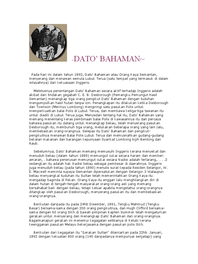 Dato Bahaman | PDF