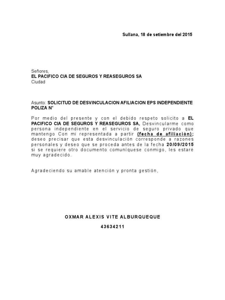 Carta Desafiliacion | PDF