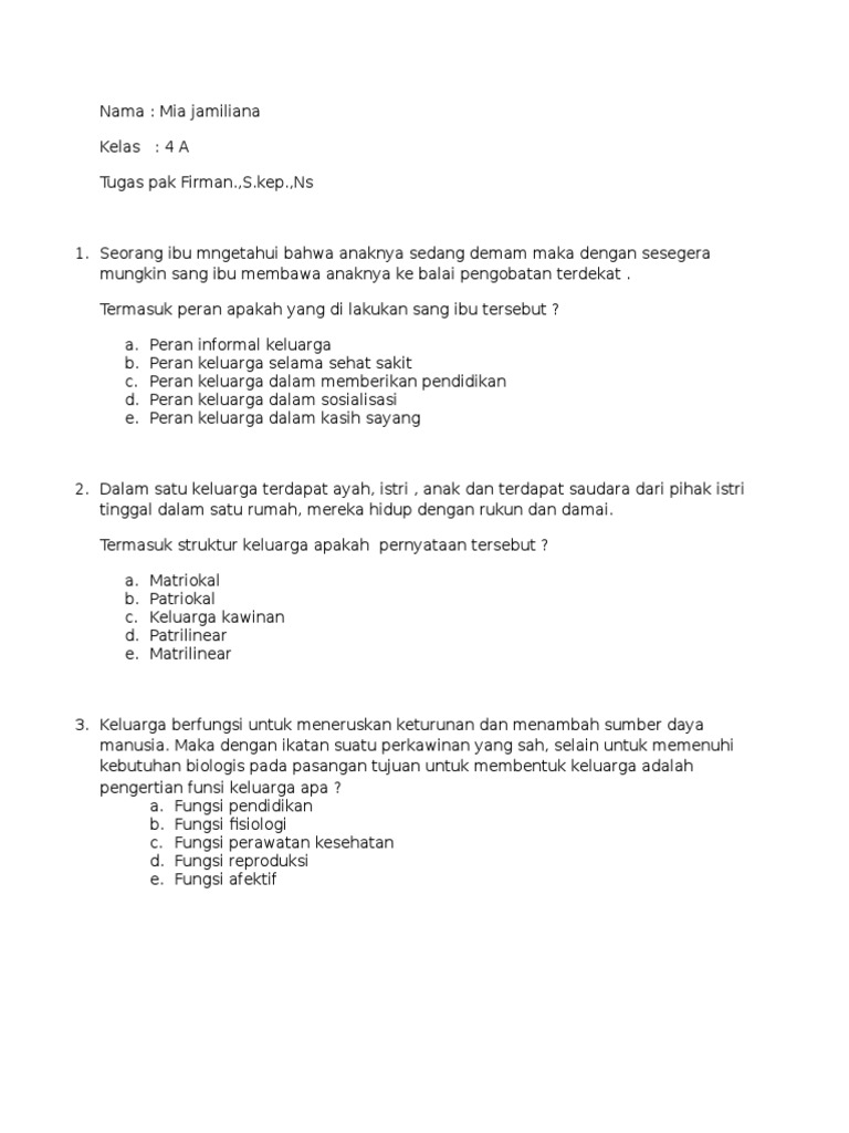 Contoh Soal Kasus Keperawatan