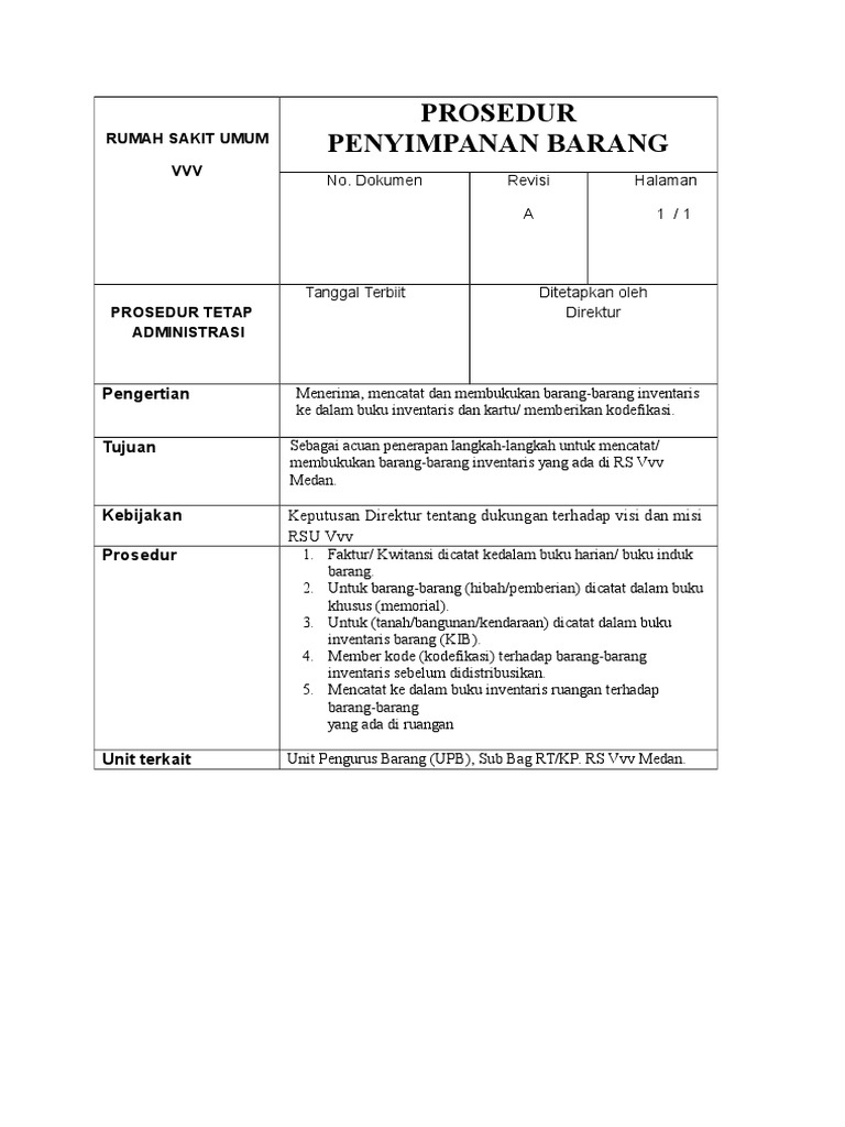 Prosedur Penyimpanan Barang | PDF