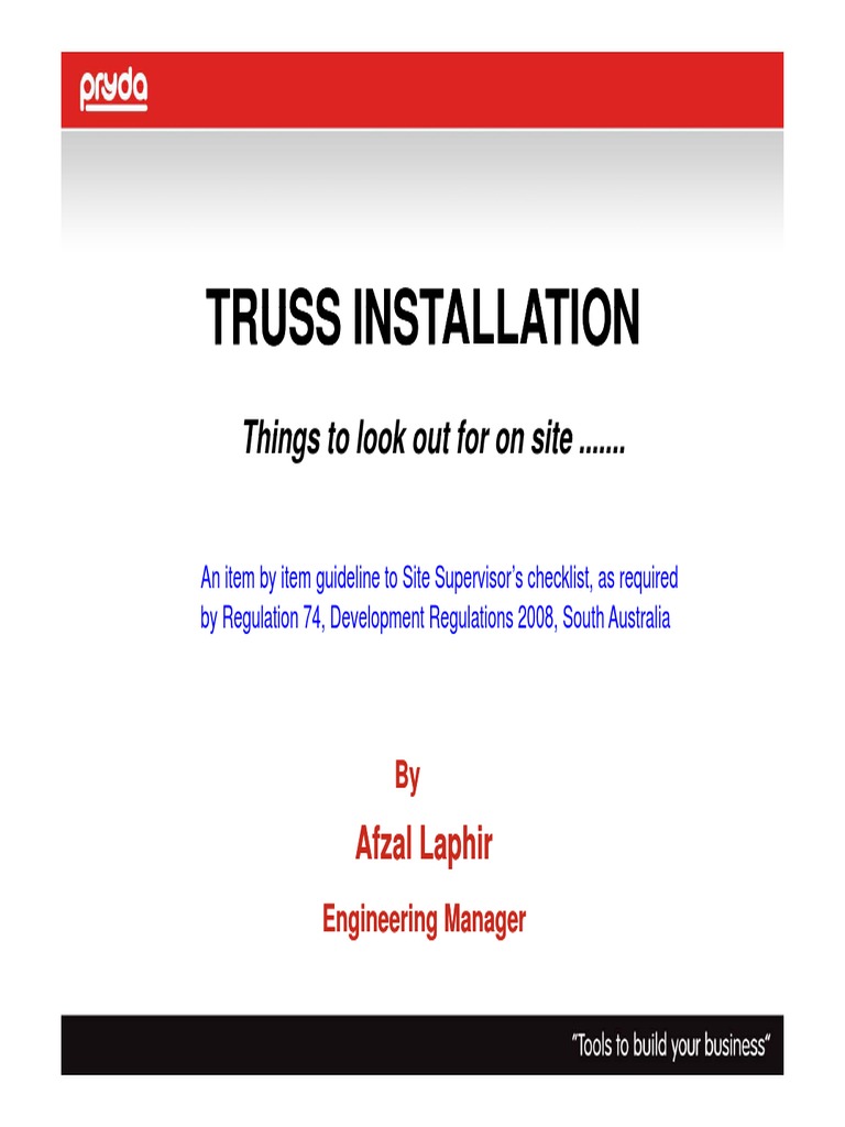 Truss Installation Supervisor Checklist | PDF | Truss | Roof
