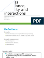 Species Abundance, Diversity and Interactions