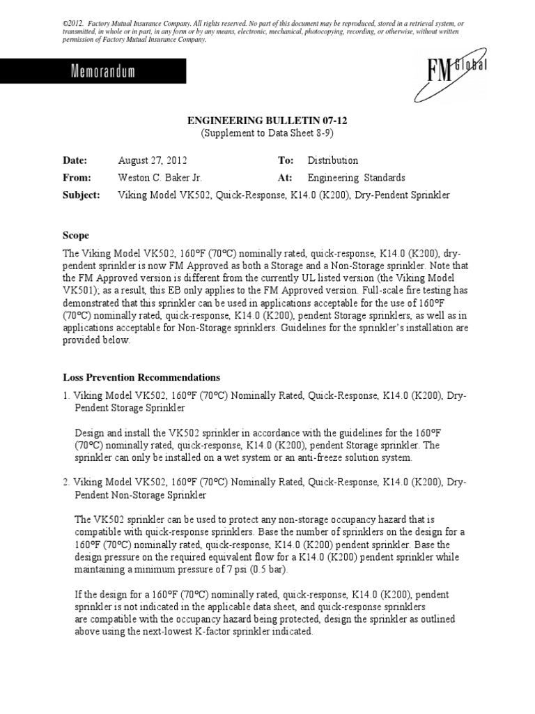 FMDS0809 | PDF | Fire Sprinkler System | Warehouse