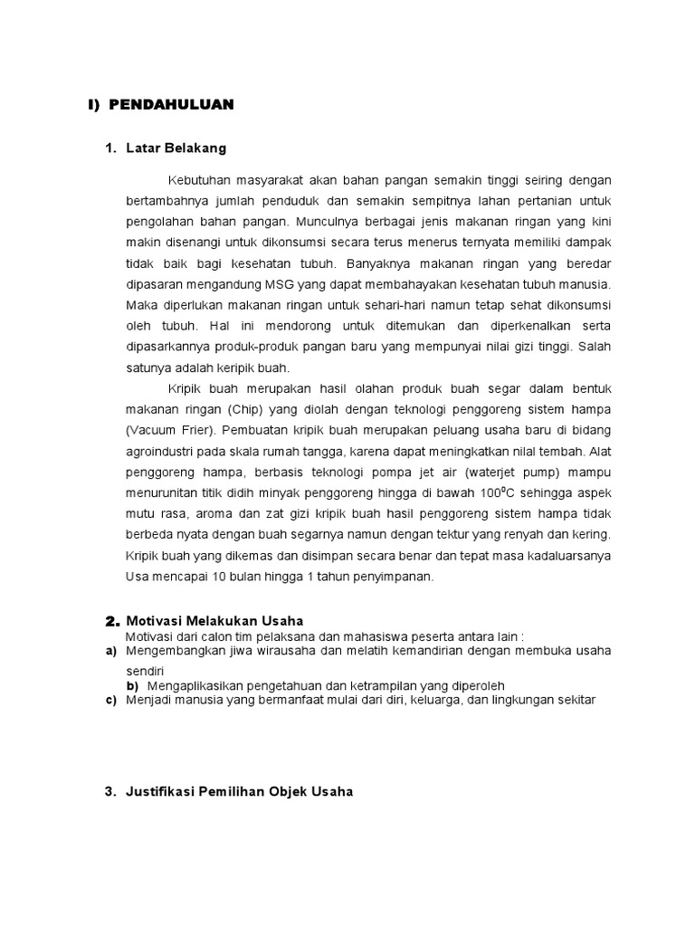 Proposal Usaha Dagang Keripik Buah Revisi