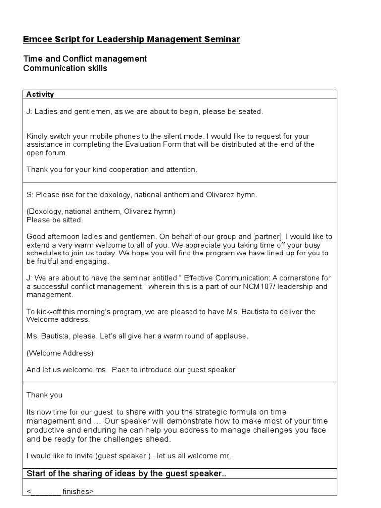 Emcee Script For 1