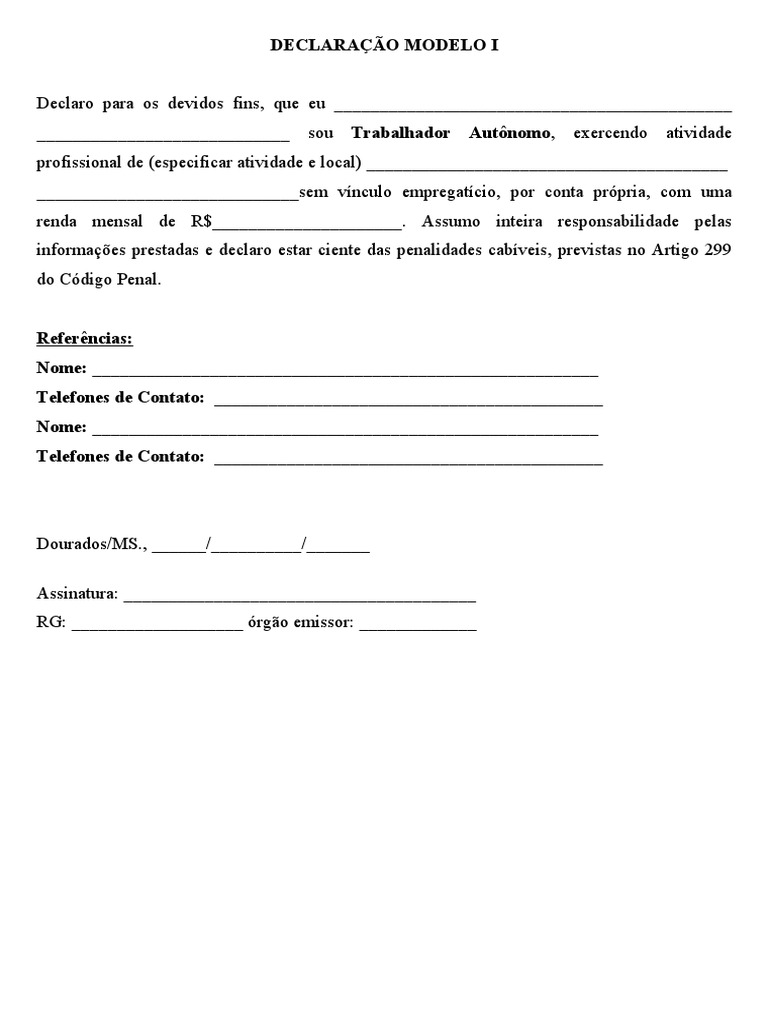 Exemplo De Como Fazer Uma Declaração