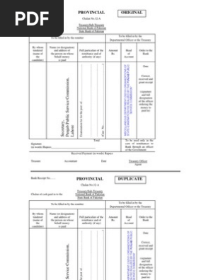 Challan Form Money Payments